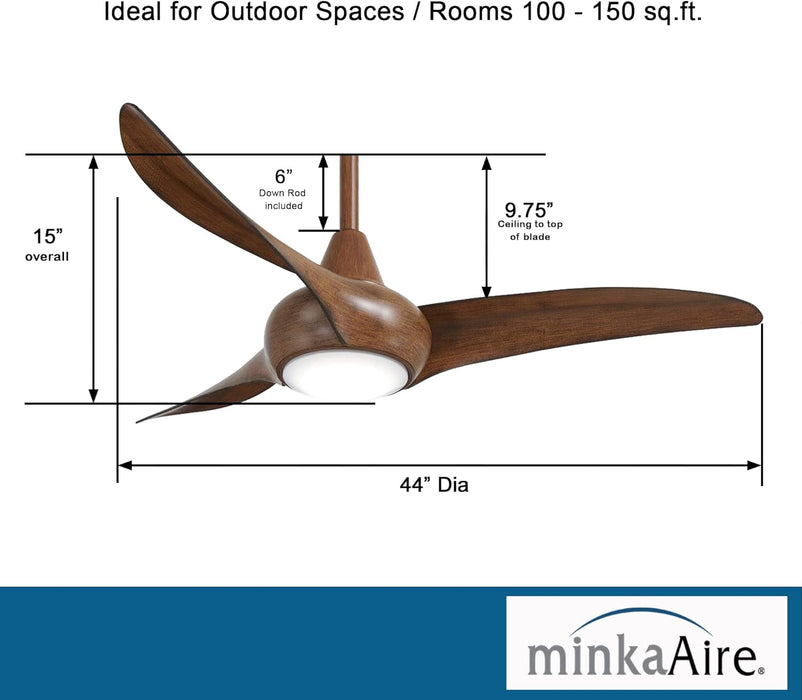 Minka Aire Light Wave 44 in. LED Koa Ceiling Fan with Remote and Wall Controls