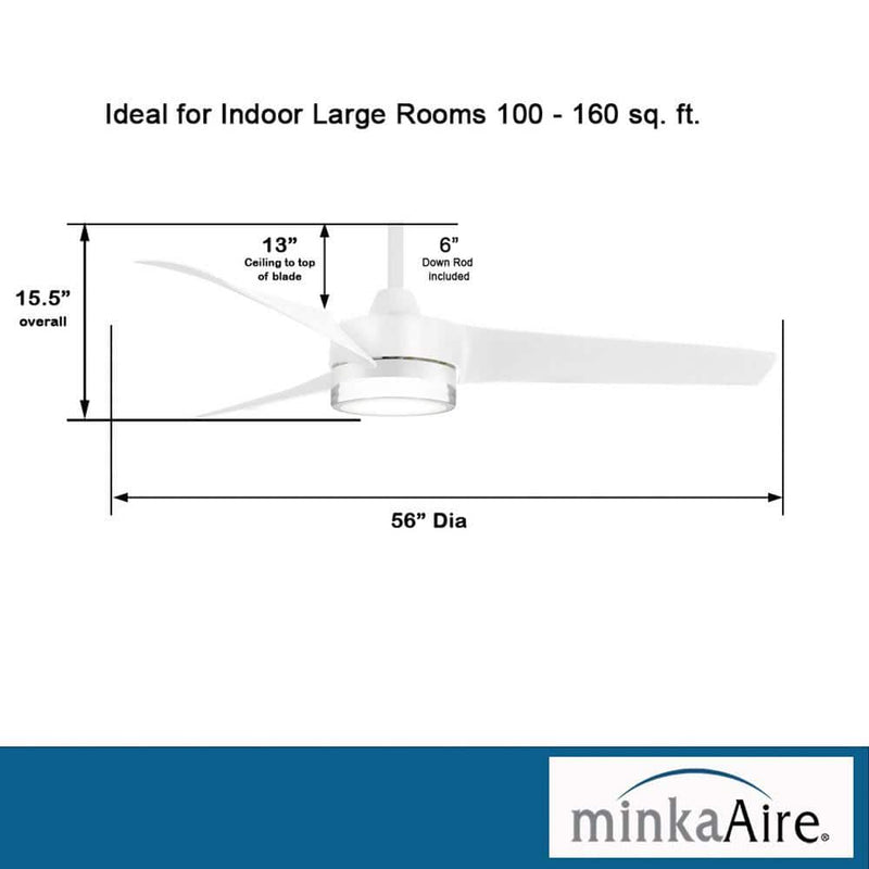 Minka Aire Veer F692L-WHF 56-Inch LED Ceiling Fan in Flat White with Remote