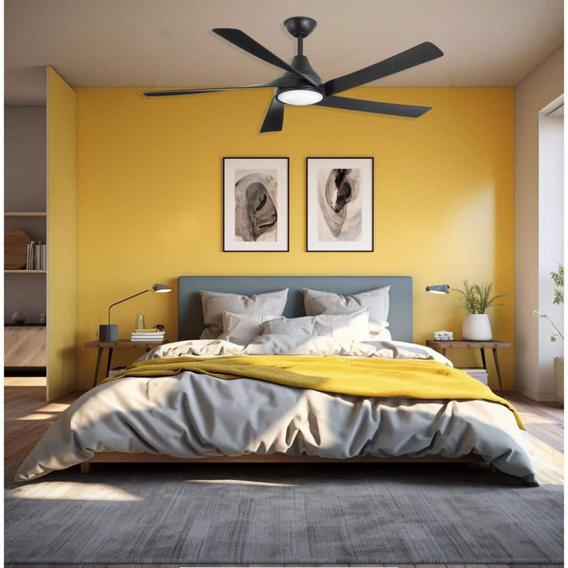 Minka Aire Transonic F765L-CL 56-Inch LED Ceiling Fan in Coal Black with Remote