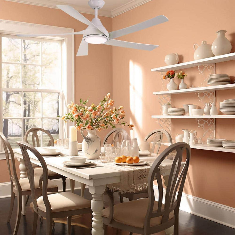 Minka Aire F765L-WHF Transonic 56" Flat White LED Ceiling Fan + Remote Control - ALCOVE LIGHTING