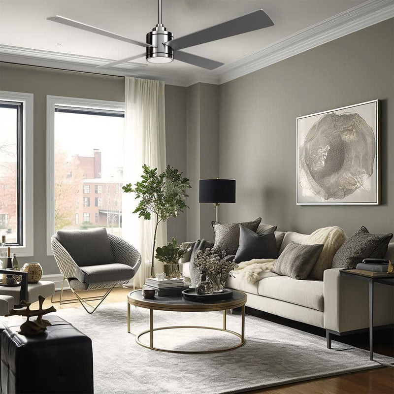 Minka Aire Falco F796L-BN/SL 54-Inch LED Ceiling Fan in Brushed Nickel with Remote