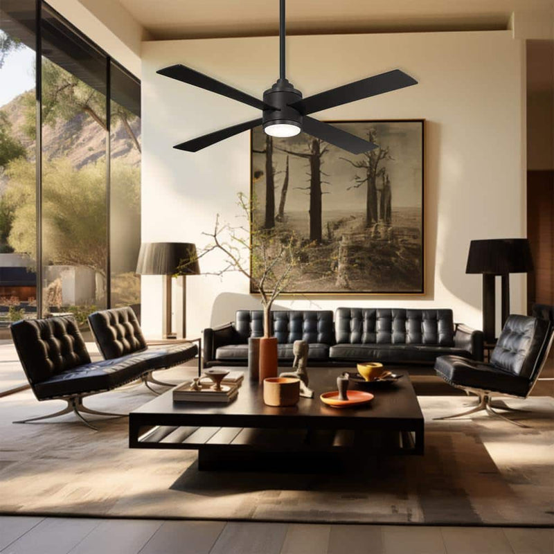 Minka Aire Falco F796L-CL 54-Inch LED Ceiling Fan in Coal Black with Remote