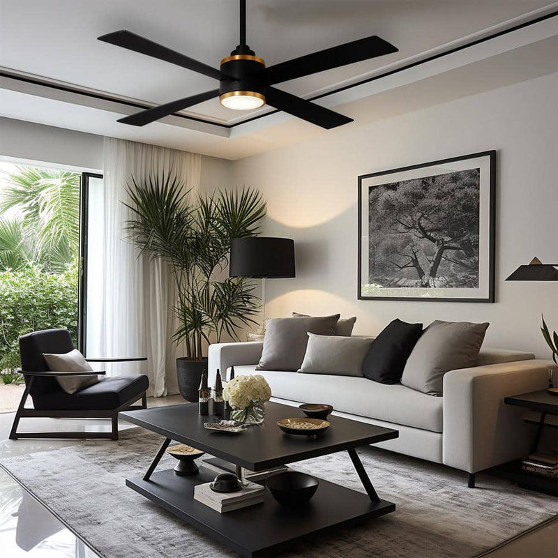 Minka Aire F796L-CL/SBR Falco 54" Coal and Soft Brass LED Ceiling Fan + Remote