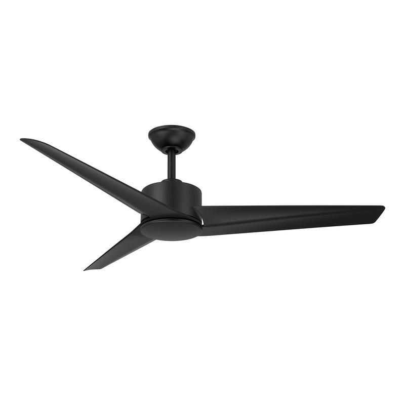 Minka Aire F646L-CL Verna 52-inch indoor ceiling fan in Coal Black with 3 ABS blades, integrated LED light cover, and remote control