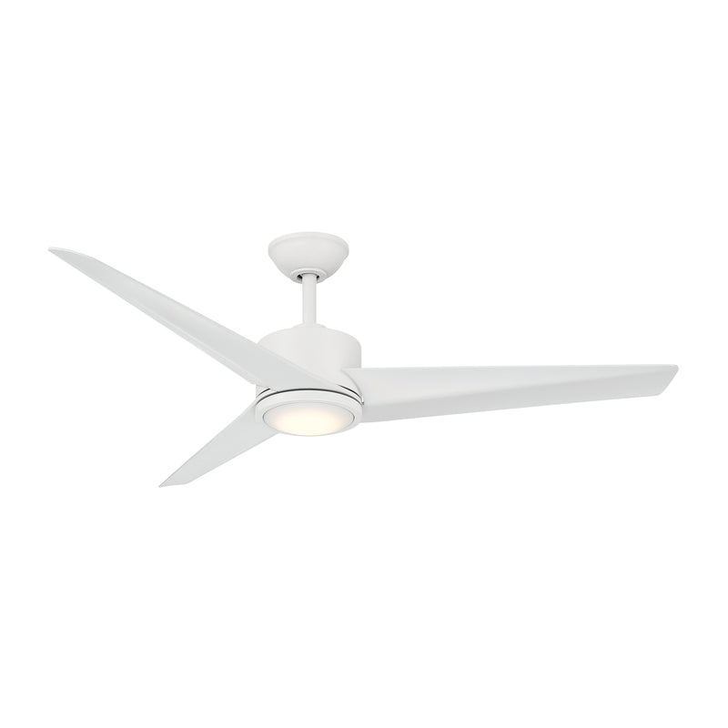 Minka Aire F646L-WHF Verna 52-inch 5CCT LED indoor ceiling fan in Flat White with 3 blades, integrated LED light, and remote control