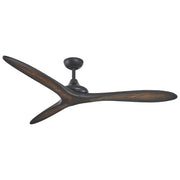 Minka Aire F662-CL/TK Vapor 60-inch indoor outdoor damp-rated ceiling fan in Coal Black with remote, three curved Toned Koa wood blades, and modern sculptural design