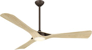 Minka Aire F668L-DB/WTO Bridge 60-inch LED modern ceiling fan in Dark Bronze with three White Oak blades, integrated LED light, and remote control