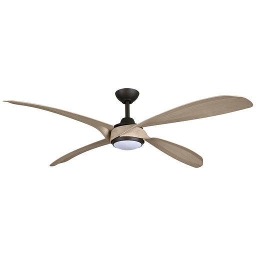 Minka Aire Mortyn LED 60-inch indoor outdoor ceiling fan in Dark Bronze with Ashwood blades, integrated LED light, and remote control, model F698L-DB/ASW