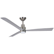 Minka Aire Simple LED 52-inch wet outdoor ceiling fan in brushed nickel wet with integrated LED light, 3-blade modern design, model F787L-BNW