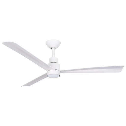Minka Aire Simple LED 52-inch wet outdoor ceiling fan in flat white with integrated LED light, 3-blade modern design, model F787L-WHF