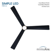 Top view product image of Minka Aire Simple LED F787L-CL 52-inch coal black indoor outdoor wet ceiling fan with 3 blades and etched lens