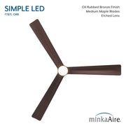 Top view product image of Minka Aire Simple LED F787L-ORB 52-inch oil rubbed bronze indoor outdoor wet ceiling fan with 3 blades and etched lens