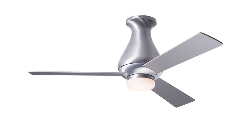 Modern Fan Company Altus LED 42 inch brushed aluminum flush mount ceiling fan with aluminum finish wood blades and remote control