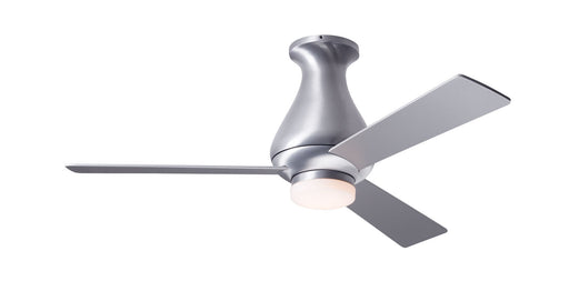 Modern Fan Company Altus LED 42 inch brushed aluminum flush mount ceiling fan with aluminum finish wood blades and wall control
