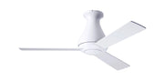Modern Fan Company Altus 42 inch gloss white flush mount ceiling fan with white wood blades and remote control