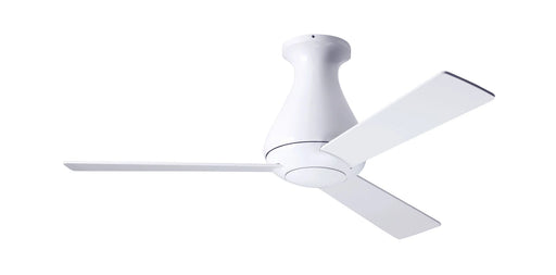 Modern Fan Company Altus 42 inch gloss white flush mount ceiling fan with white wood blades and remote control