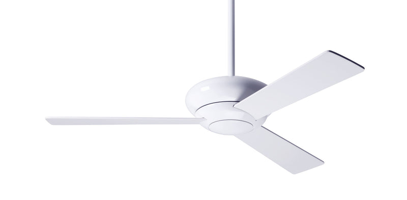 Modern Fan Company Altus 42-inch modern ceiling fan in gloss white with white plywood blades, downrod mount and remote control
