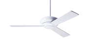 Modern Fan Company Altus 42-inch modern ceiling fan in gloss white with white plywood blades, downrod mount and wall control