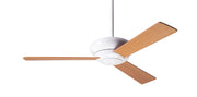 Modern Fan Company Altus 42-inch modern ceiling fan in gloss white with maple plywood blades, downrod mount and wall control