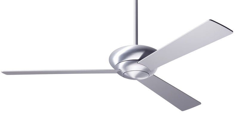 Modern Fan Company Altus 52-inch modern ceiling fan in brushed aluminum with aluminum plywood blades, downrod mount and remote control
