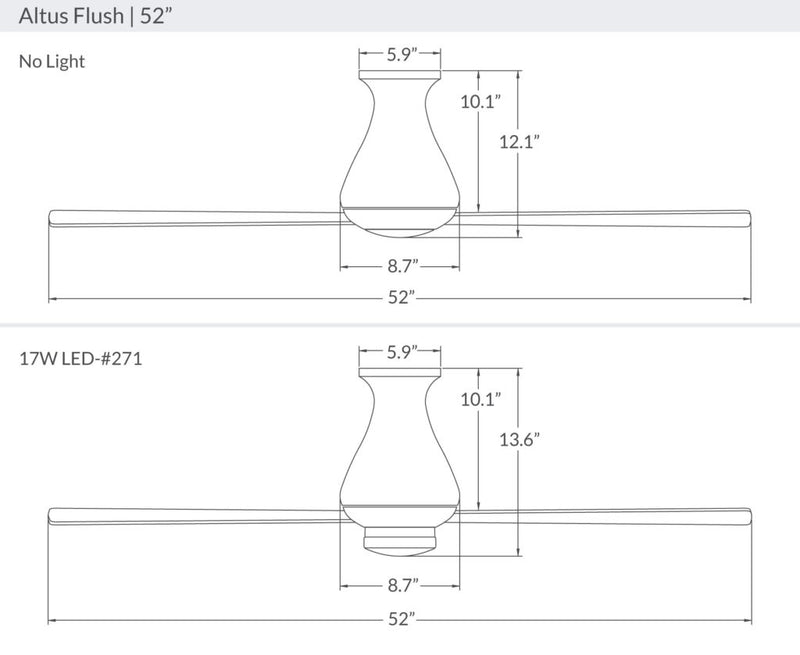 Modern Fan Company Altus Flush Mount 52″ Gloss White Modern Ceiling Fan with Wall Control - ALCOVE LIGHTING