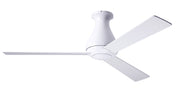 Modern Fan Company Altus 52 inch gloss white flush mount ceiling fan with white wood blades and wall control