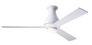 Modern Fan Company Altus LED 52 inch gloss white flush mount ceiling fan with white wood blades and remote control