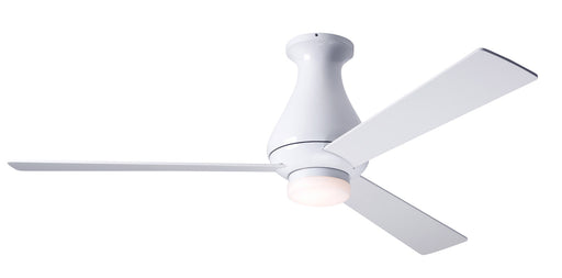 Modern Fan Company Altus LED 52 inch gloss white flush mount ceiling fan with white wood blades and wall control