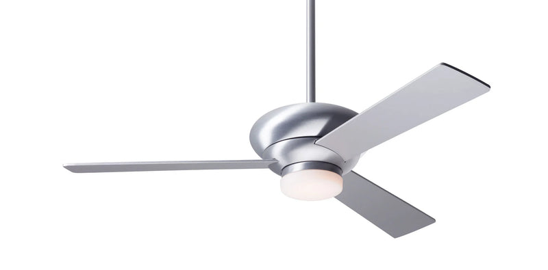 Modern Fan Company Altus LED 42-inch modern ceiling fan in brushed aluminum with aluminum plywood blades, downrod mount and remote control