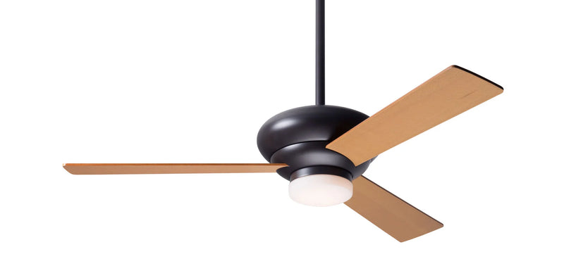 Modern Fan Company Altus LED 42-inch modern ceiling fan in dark bronze with maple plywood blades, downrod mount and remote control