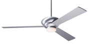 Modern Fan Company Altus LED 52-inch modern ceiling fan in brushed aluminum with aluminum finish plywood blades, downrod mount and remote control