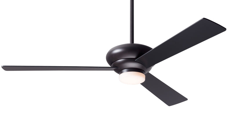 Modern Fan Company Altus LED 52-inch modern ceiling fan in dark bronze with black plywood blades, downrod mount and remote control