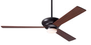 Modern Fan Company Altus LED 52-inch modern ceiling fan in dark bronze with mahogany plywood blades, downrod mount and remote control