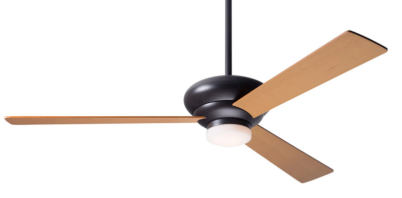 Modern Fan Company Altus LED 52-inch modern ceiling fan in dark bronze with maple plywood blades, downrod mount and remote control