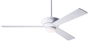 Modern Fan Company Altus LED 52-inch modern ceiling fan in gloss white with white plywood blades, downrod mount and remote control