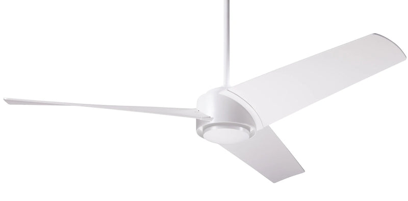 Modern Fan Company Ambit DC 56 inch matte white modern downrod ceiling fan with ABS blades and remote control