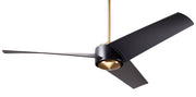 Modern Fan Company Ambit DC 56 inch satin brass modern downrod ceiling fan with ABS matte black blades and remote control