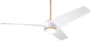 Modern Fan Company Ambit DC LED 56 inch satin brass modern downrod ceiling fan with ABS matte white blades and remote control