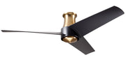 Modern Fan Company Ambit Flush DC 56 inch satin brass flush mount ceiling fan with ABS matte black blades and remote control