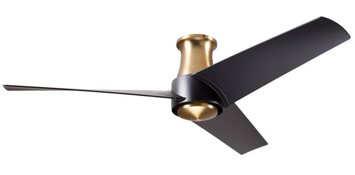 Modern Fan Company Ambit Flush DC 56 inch satin brass flush mount ceiling fan with ABS matte black blades and remote control