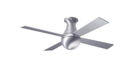 Modern Fan Company Ball 42 inch brushed aluminum flush mount hugger ceiling fan with aluminum wood blades and wall control