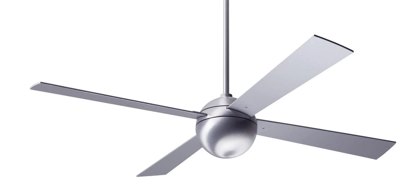 Modern Fan Company Ball 52 inch brushed aluminum ceiling fan with aluminum wood blades and remote control