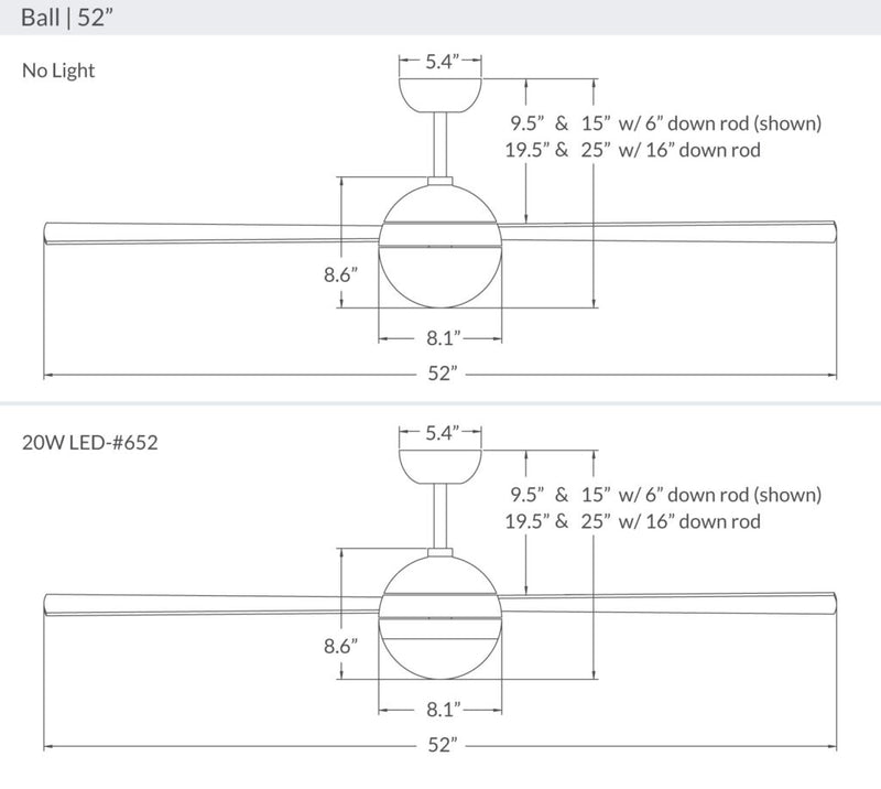 Modern Fan Company Ball 52" Brushed Aluminum Ceiling Fan with Wall Control