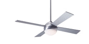 Modern Fan Company Ball LED 42 inch brushed aluminum ceiling fan with aluminum wood blades and remote control
