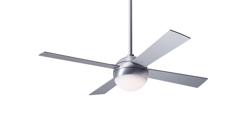 Modern Fan Company Ball LED 42 inch brushed aluminum ceiling fan with aluminum wood blades and remote control