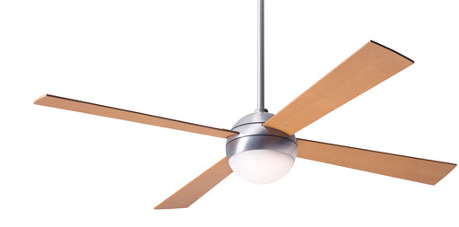 Modern Fan Company Ball LED 52 inch brushed aluminum ceiling fan with maple wood blades and remote control