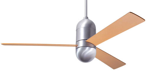 Modern Fan Company Cirrus DC 50 inch brushed aluminum mid-century modern ceiling fan with maple finish plywood blades.