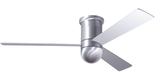 Modern Fan Company Cirrus DC 50 inch brushed aluminum flush mount mid-century modern ceiling fan with aluminum finish plywood blades.