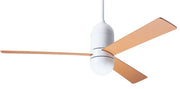 Modern Fan Company Cirrus DC 50 inch gloss white mid-century modern ceiling fan with maple finish plywood blades.