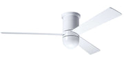 Modern Fan Company Cirrus DC 50 inch gloss white flush mount mid-century modern ceiling fan with white finish plywood blades.